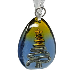 2006 Pieter Andries Christmas Ornament Gold Blue Tree Swirl